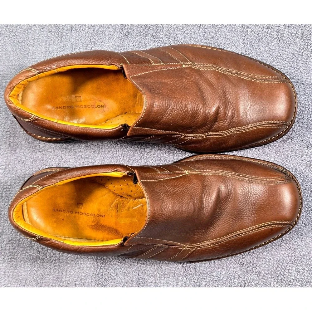 Sandro Moscoloni 6112 Mens Loafers Size 12 D‎ Brown Leather Slip On Dress Shoes